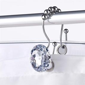 img 2 attached to Sleek and Durable Sunla Stainless Steel Shower Curtain Hooks- Set of 12 Rust Resistant Double Hooks with Crystal White Accents