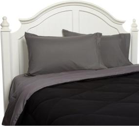 img 1 attached to Clara Clark Full/Queen Reversible Comforter 🖤 Set - 3-Piece Goose Down Alternative, Black/Gray