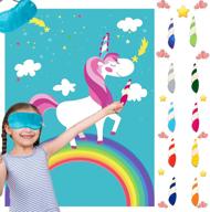 🎉 kids birthday party games: pin the tail on the unicorn horn, first birthday party games, unicorn games and supplies for kids unicorn birthday party logo