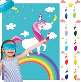 img 4 attached to 🎉 Kids Birthday Party Games: Pin The Tail on The Unicorn Horn, First Birthday Party Games, Unicorn Games and Supplies for Kids Unicorn Birthday Party