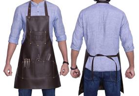 img 2 attached to 🪡 Facón Professional Leather Barber Apron Cape for Hair Cutting and Hairdressing at Salon - Multi-use, Adjustable with 6 Pockets - Heavy Duty Premium Quality - Limited Edition - 28"x 24" (Brown)