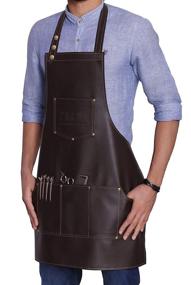 img 3 attached to 🪡 Facón Professional Leather Barber Apron Cape for Hair Cutting and Hairdressing at Salon - Multi-use, Adjustable with 6 Pockets - Heavy Duty Premium Quality - Limited Edition - 28"x 24" (Brown)