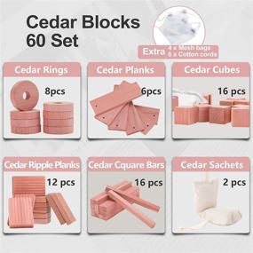 img 2 attached to 🌲 ELONG HOME Cedar Blocks for Clothes Storage 60 Pack, Eco-Friendly Cedar Rings for Hangers, High-Quality Cedarwood Balls Chips Sachets for Closet & Drawers Protection