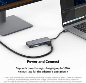 img 1 attached to 💻 Belkin USB C Hub: 6-in-1 MultiPort Adapter Dock with 4K HDMI, USB-C PD Charging, Ethernet, SD Slot - Compatible with MacBook Pro, Air, iPad Pro, XPS and More