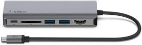 img 4 attached to 💻 Belkin USB C Hub: 6-in-1 MultiPort Adapter Dock with 4K HDMI, USB-C PD Charging, Ethernet, SD Slot - Compatible with MacBook Pro, Air, iPad Pro, XPS and More