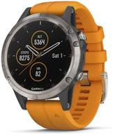 🍊 renewed garmin fenix 5 plus titanium smartwatch: multisport gps, color topo maps, heart rate monitoring, music & garmin pay - orange logo