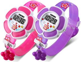 img 1 attached to Adorable Flower-shaped Cartoon Digital Watch for Girls - Kids Watch Novelty Design 1144