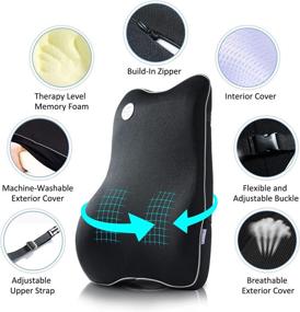 img 2 attached to 💺 Powsure Back Support Pillow for Office Chair - Memory Foam Lumbar Cushion with 3D Mesh Cover, Breathable Ergonomic Design for Lower Back Pain Relief - Orthopedic Backrest for Car Seat, Wheelchair, Recliner