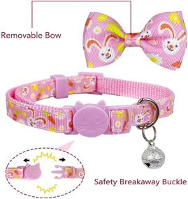 img 2 attached to Pohshido 2 Pack Easter Cat Collar with Bow Tie - Holiday Bunny Carrot Design, Breakaway Safety Buckle for Kittens, Adjustable Size 7.8-12.8 inch