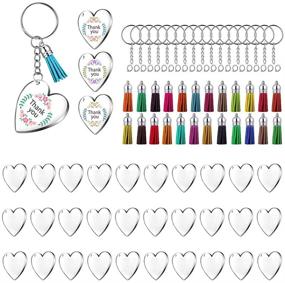 img 4 attached to 🌈 Premium Juanya 90-Piece Acrylic Transparent Discs & Heart Keychain Blanks Set: DIY Crafts & Jewelry Making Kit with Colourful Tassel Pendants & Key Rings