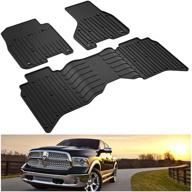 🚗 kiwi master floor mats for dodge ram 1500/2500/3500 crew cab (2013-2018), ram 1500 classic crew cab (2019-2021) - all weather tpe front & rear 2 row oem slush liners set logo