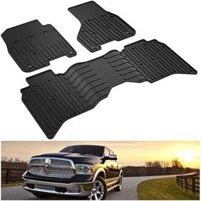 img 4 attached to 🚗 KIWI MASTER Коврики для пола для Dodge Ram 1500/2500/3500 Crew Cab (2013-2018), Ram 1500 Classic Crew Cab (2019-2021) - Всепогодные передние и задние TPE коврики оригинальной 2-рядной установки Slush Liners.