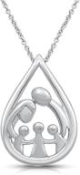 sterling silver family drop pendant necklace by jewelili, 18-inch logo