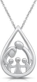 img 4 attached to Sterling Silver Family Drop Pendant Necklace by Jewelili, 18-inch