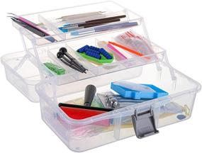 img 1 attached to 12-Inch 3-Layer Plastic Craft Organizer Box Storage Container by Tosnail - Ideal for Sewing, Painting, and Arts - Clear