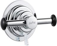 🔧 jiepai chrome suction cup towel holder – removable bathroom towel rack with vacuum suction cup hooks for towel, bath robe, coat, and loofah – drill-free logo