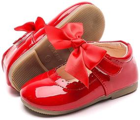 img 4 attached to 👶 E-FAK Baby Girls Mary Jane Flats with Bowknot - Non-Slip Toddler First Birthday Outfit - Girl First Walkers - Princess Wedding Dress Shoes