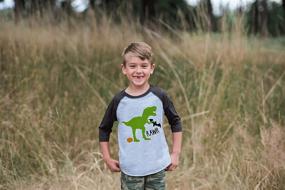 img 3 attached to 🦖 7 ate 9 Apparel Boy's Dinosaur Halloween Raglan Tee Grey - Spookily Stylish Attire for Boys!"