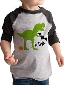 img 4 attached to 🦖 7 ate 9 Apparel Boy's Dinosaur Halloween Raglan Tee Grey - Spookily Stylish Attire for Boys!"