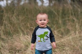 img 2 attached to 🦖 7 ate 9 Apparel Boy's Dinosaur Halloween Raglan Tee Grey - Spookily Stylish Attire for Boys!"