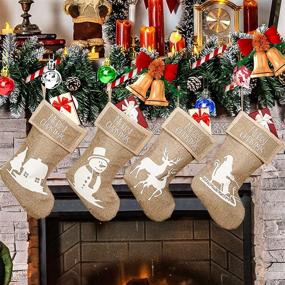 img 4 attached to LSXD Christmas Stockings Reindeer Decorations Seasonal Decor