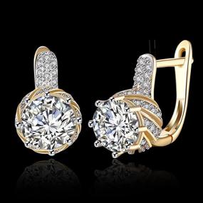 img 3 attached to Sparkling Zirconia Leverback Earrings: Hypoallergenic Jewelry for Romantic Girls