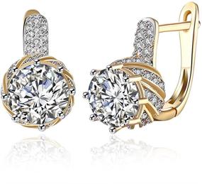 img 4 attached to Sparkling Zirconia Leverback Earrings: Hypoallergenic Jewelry for Romantic Girls