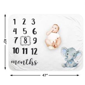 img 1 attached to 📷 Organic Plush Fleece Baby Monthly Milestone Blanket – Perfect Photography Prop for Newborn Boys and Girls – Soft Elephant Design with Frame – Large 47''x40'' Size