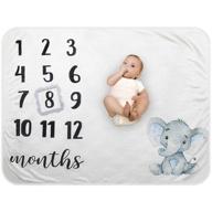 📷 organic plush fleece baby monthly milestone blanket – perfect photography prop for newborn boys and girls – soft elephant design with frame – large 47''x40'' size logo