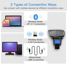 img 1 attached to Усовершенствованный беспроводной кольцевой штрих-кодовый сканер Eyoyo 1D Bluetooth, 3-в-1 USB проводной сканер штрих-кодов для инвентаризации с быстрым сканированием, портативный мини-сканер штрих-кодов для пальцев для планшетов iPhone iPad Android Windows Mac.