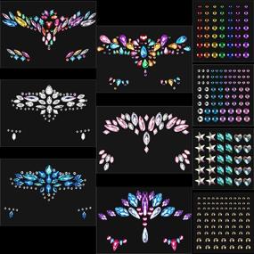 img 1 attached to 💎 Chic Style Rhinestone Face Gems: 10 Sheets of Mermaid Jewels, Glitter Stickers for Eyes, Face, Body. Crystal Tears Gem Stones Temporary Tattoos - Ideal for Festival Parties.