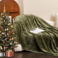 🎁 cozy green throw blankets: perfect christmas decorations & gifts for women - dual sided fuzzy microfiber fleece - 50"x60" size, plush & warm sofa and bed blankets logo