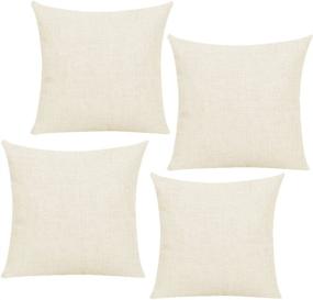 img 4 attached to 🛋️ BOSSTOP 4PCS Linen Sublimation Blank Pillow Cases | Fashional Cushion Cover Pillowcases with Invisible Zippers | Flax Yellow 18 x 18 inches | Case Only (No Insert)