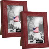 stylish and versatile: core art 5x7 rustic red picture frame set of 2 - showcase your photos with high definition glass, wall/tabletop display logo