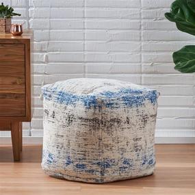 img 3 attached to Boho Fabric Cube Pouf - Christopher Knight Home Hannah Hand-Loomed, Multi-Color