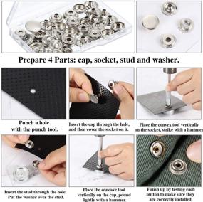 img 3 attached to 🧷 Convenient Snap Fastener Kit: 12 Sets of Press Studs Button with Installation Tools for Clothes, Bags, Jeans, Fabrics, and Leather Craft (Silver)