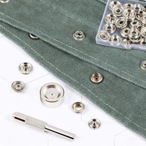 img 1 attached to 🧷 Convenient Snap Fastener Kit: 12 Sets of Press Studs Button with Installation Tools for Clothes, Bags, Jeans, Fabrics, and Leather Craft (Silver)