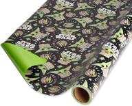 premium american greetings star wars mandalorian wrapping paper 🧙 featuring the child/baby yoda - 1 roll, 75 sq. ft. logo