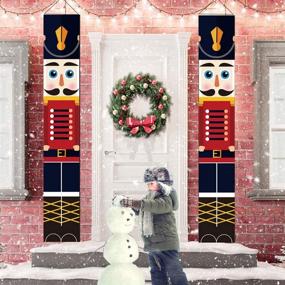 img 4 attached to 🎅 Life Size Soldier Model Nutcracker Banners - 72 Inches Front Door Signs, Xmas Decor Hanging Banner for Wall, Outdoor/Indoor Home Party Yard Holiday Christmas Decorations - Nutcracker Christmas Decorations