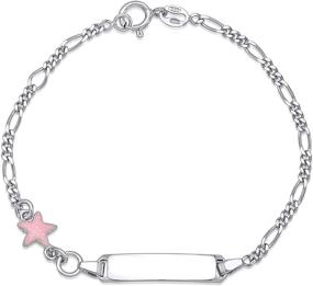 img 4 attached to 🐞 Sterling Silver Ladybug, Butterfly, Flower & Star Charm ID Bracelet - Enamel Accent, 6.5'' Italy-Forged Figaro Chain