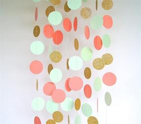 img 3 attached to 🎉 Mint Peach Gold Birthday Party Decorations for Women by Qian's Party - Glitter Gold Polka Dot Pom Pom, Mint Peach Gold Confetti Balloons, and Mint Strip Fabric Background