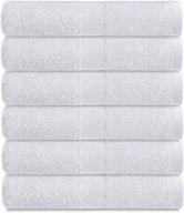 🛀 wealuxe cotton bath towels 6-pack: lightweight, soft, and absorbent 24x50 inch gym pool towels - white logo