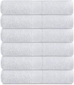 img 4 attached to 🛀 Wealuxe Cotton Bath Towels 6-Pack: Lightweight, Soft, and Absorbent 24x50 Inch Gym Pool Towels - White