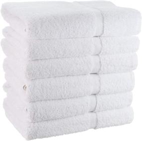 img 3 attached to 🛀 Wealuxe Cotton Bath Towels 6-Pack: Lightweight, Soft, and Absorbent 24x50 Inch Gym Pool Towels - White