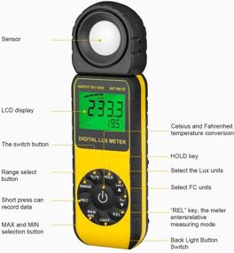 img 3 attached to 🌱 AP-881E Lux Meter - Light Meter for Plants with 3999 Lux Display (1-300,000Lux Range), Lux/Fc Unit, MAX/MIN, Back Light, Data Hold, Data Storage