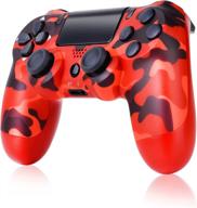 🎮 camouflage red wireless game controller for ps4 - dual vibration, audio function, 800mah battery logo