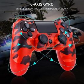 img 2 attached to 🎮 Camouflage Red Wireless Game Controller for PS4 - Dual Vibration, Audio Function, 800mAh Battery