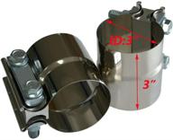 fayue 2 pack 3.0-inch lap joint exhaust band clamp - high-performance exhaust repair clamp made of preformed 304 stainless steel logo