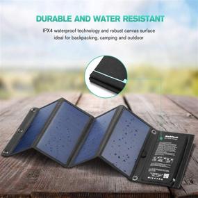 img 1 attached to Nekteck 28W Foldable Portable Solar Charger with 2 USB Ports - IPX4 Waterproof Hiking Camping Gear Sunpowered Charger for iPhone 12/11/11pro/Xs, iPad, MacBook, Samsung Galaxy, Camera and more.