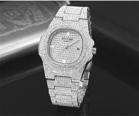 img 2 attached to ⌚ High-End Unisex Crystal Watch Iced-Out Luxury Jewelry Silver/Gold Wristwatch Fashion Diamond Quartz Analog Timepiece with Stainless Steel Bracelet